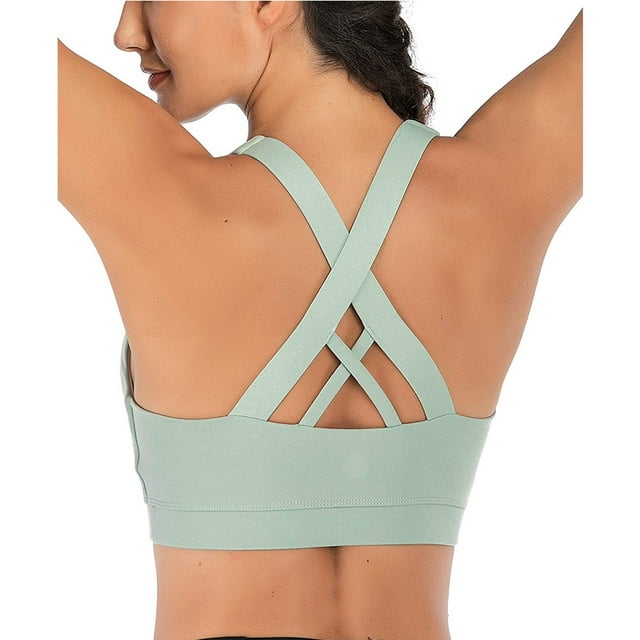 Sujetador deportivo para mujer, sujetador deportivo con tirantes acolchados y espalda cruzada, sujetador de yoga de sujeción media con copas extraíbles