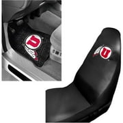 NCAA Utah 2 pc Front Floor Mats and Utah Car Seat Cover Value Bundle