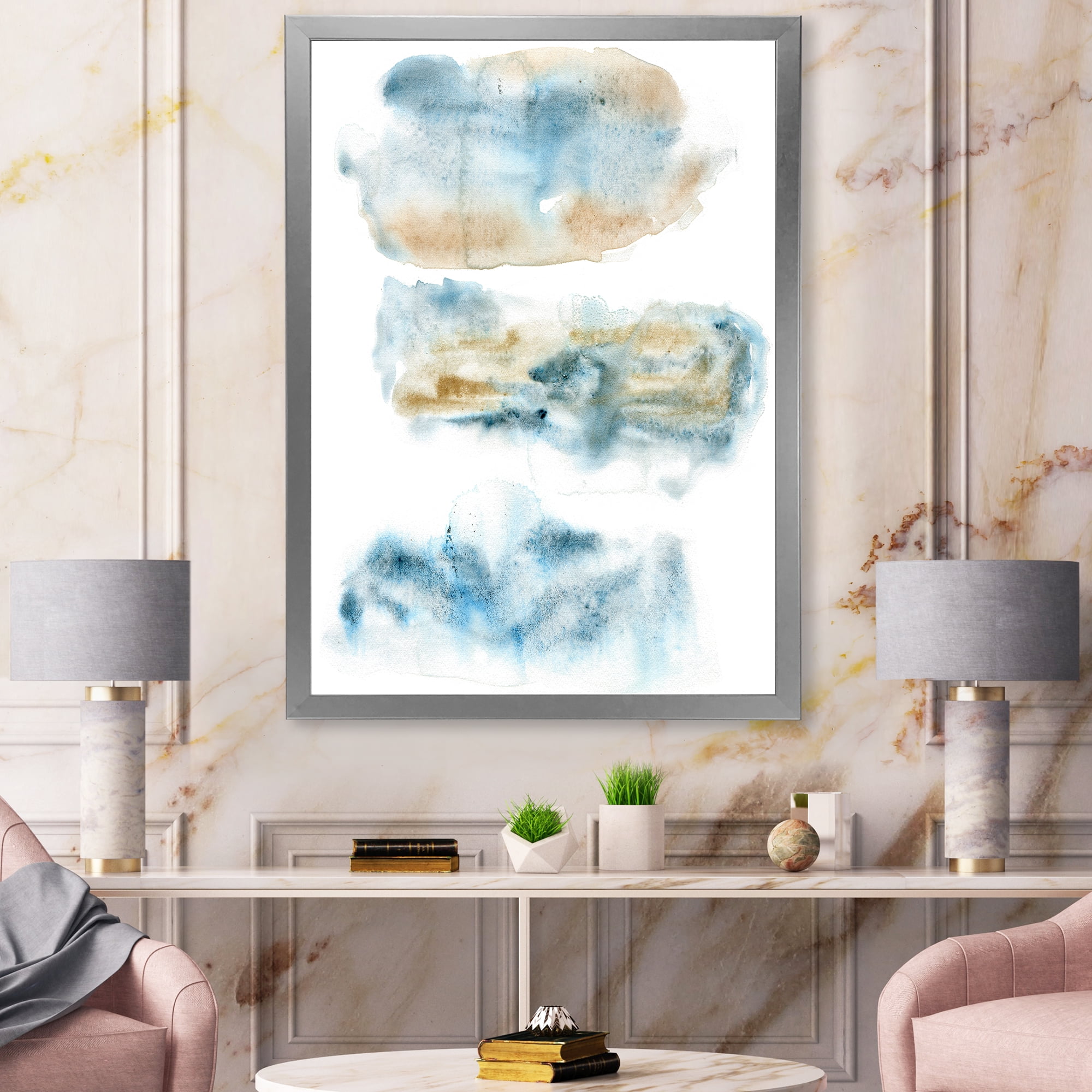 Designart 'Abstract Of Clouds Dark Blue Colored II' Modern Framed Art Print