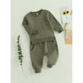 thumbnail image 2 of Toddler Baby Girls Boys Fall Clothes Solid Color Long Sleeve Sweatshirt and Casual Drawstring Pants Set Infant Cute 2 Piece Outfit, 2 of 7