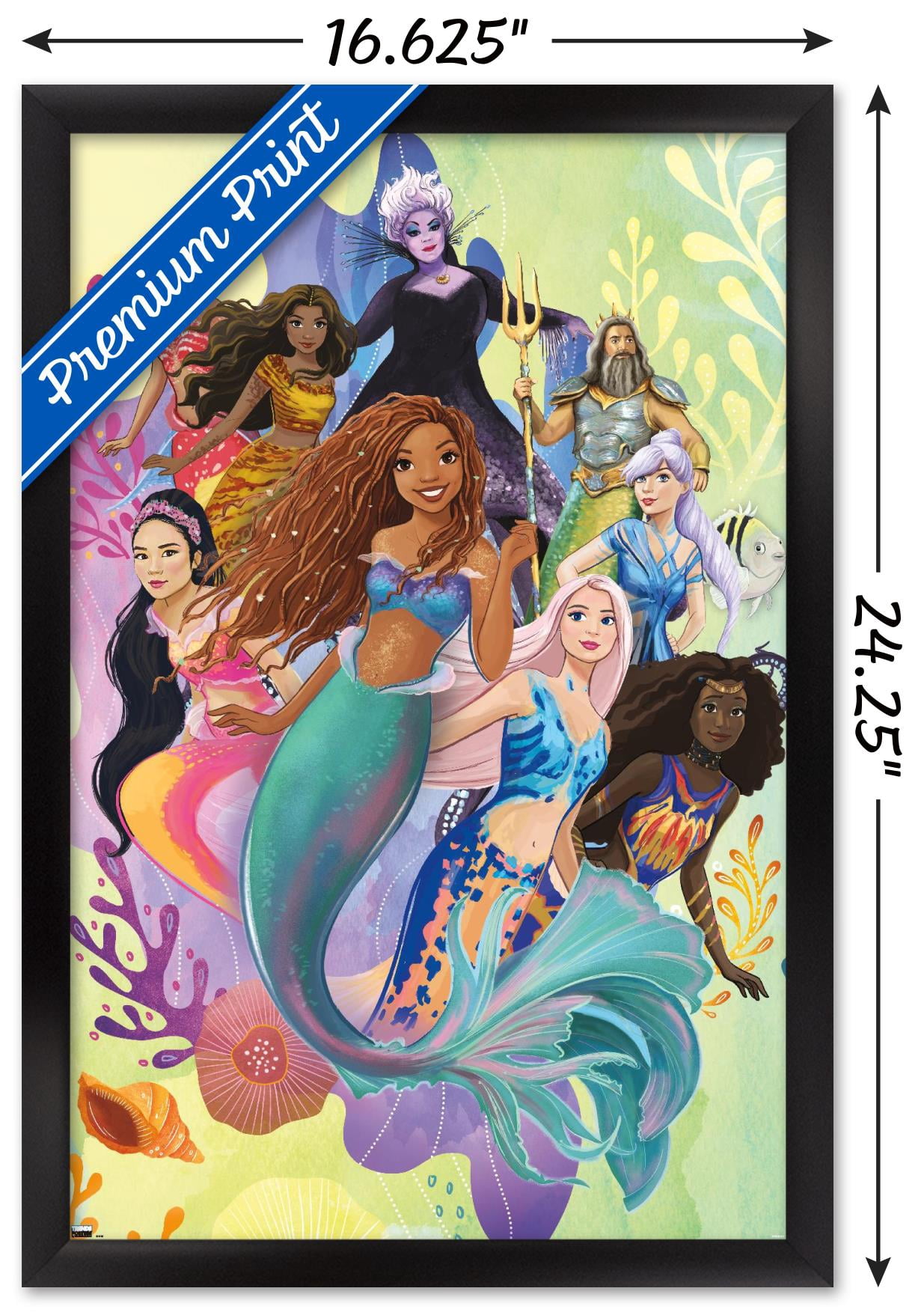 Disney Little Mermaid - Group Wall Poster, 14.725" x 22.375" Framed