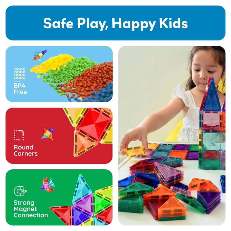 PicassoTiles Mini Magnetic Tiles Travel Set, 40 Pieces photo 4