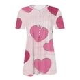 thumbnail image 4 of asdoklhq Women's Heart Print Valentine's Day Tees Women's Valentine's Day Printed Short Sleeved with V-neck Button Pleats Multicolor S, 4 of 4