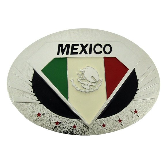 Viva Mexico Mexican Flag Belt Buckle Rodeo Western HEBILLA Vaquero Cowboy Rodeo