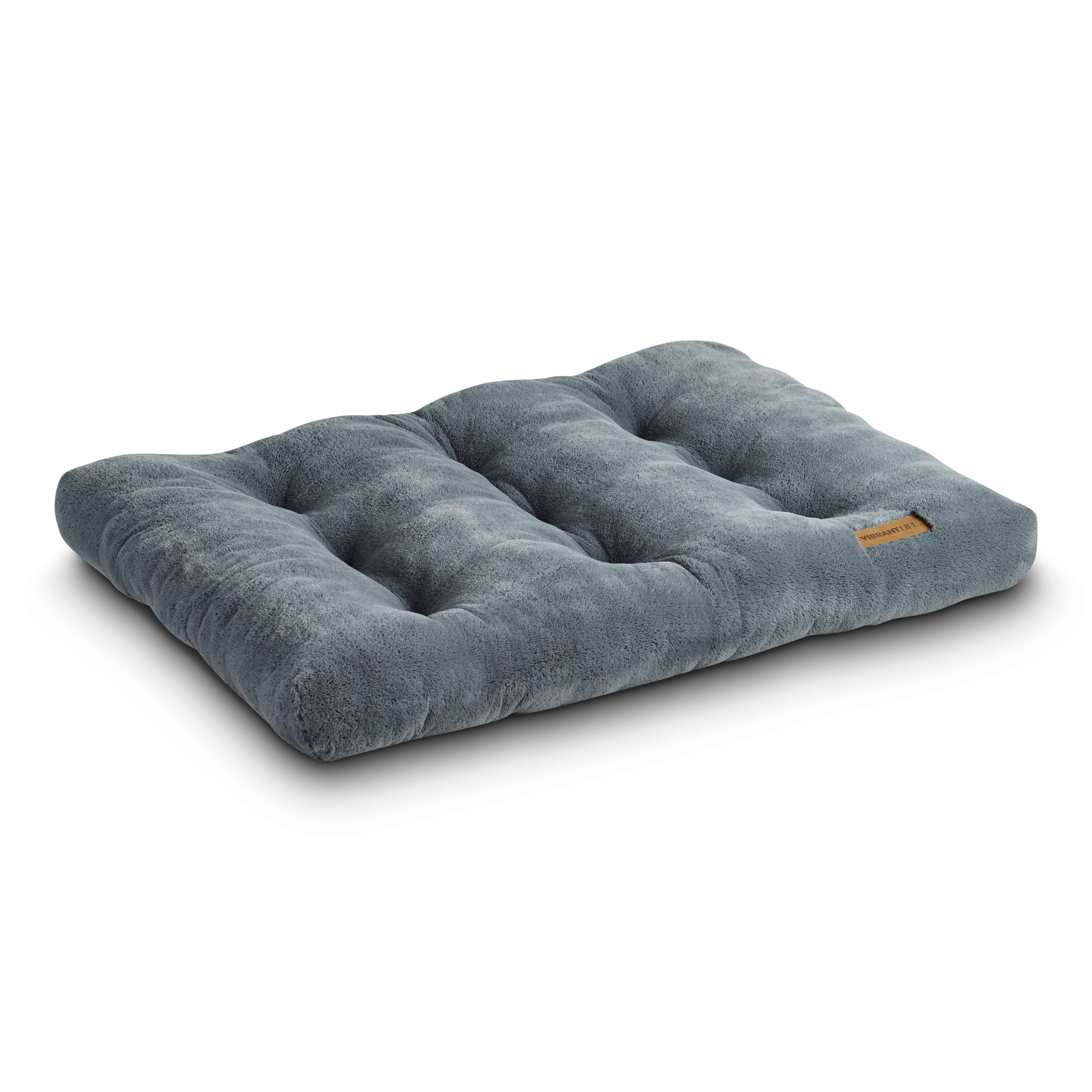 (2 pack) Vibrant Life Large Dog Bed, Plush Pillow Bed For Large Breeds, Large, 42" x 32", Grey