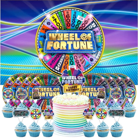 Wheel of Fortune Party Supplies Birthday Balloons Paper Plates Decoration Cake Topper Decor Tableware Banner Backdrop