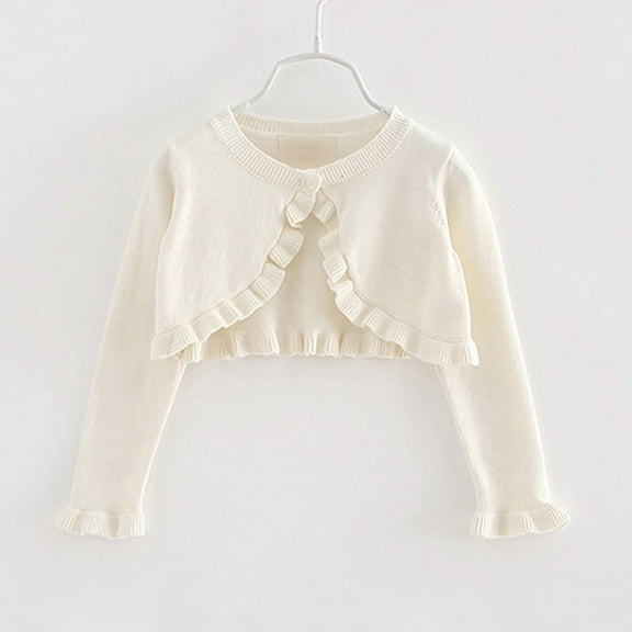 Girls Knit Cardigan Sweater Soft Lightweight Layering Piece Casual Outerwear For Toddler Kids Autumn Spring Summer Fall T-Shirts Kids Short Sleeve Crewneck Solid Basic Tees Casual Tops