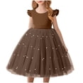 thumbnail image 3 of Gufahion Summer Dresses for Girls Sizes 5-9years Fashionable Girls' Solid Color Mesh Puffy Dress Performance Formal Sundresses, Brown, Gifts for Family, 3 of 6