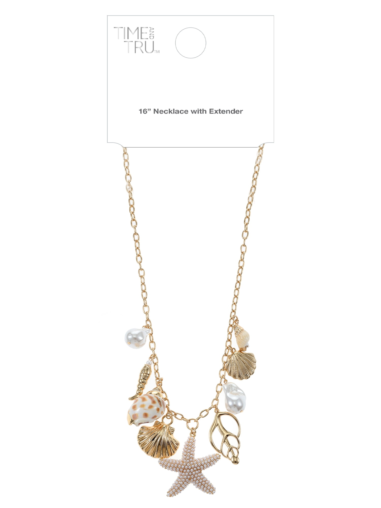 Time and Tru Starfish & Shell Charm Necklace