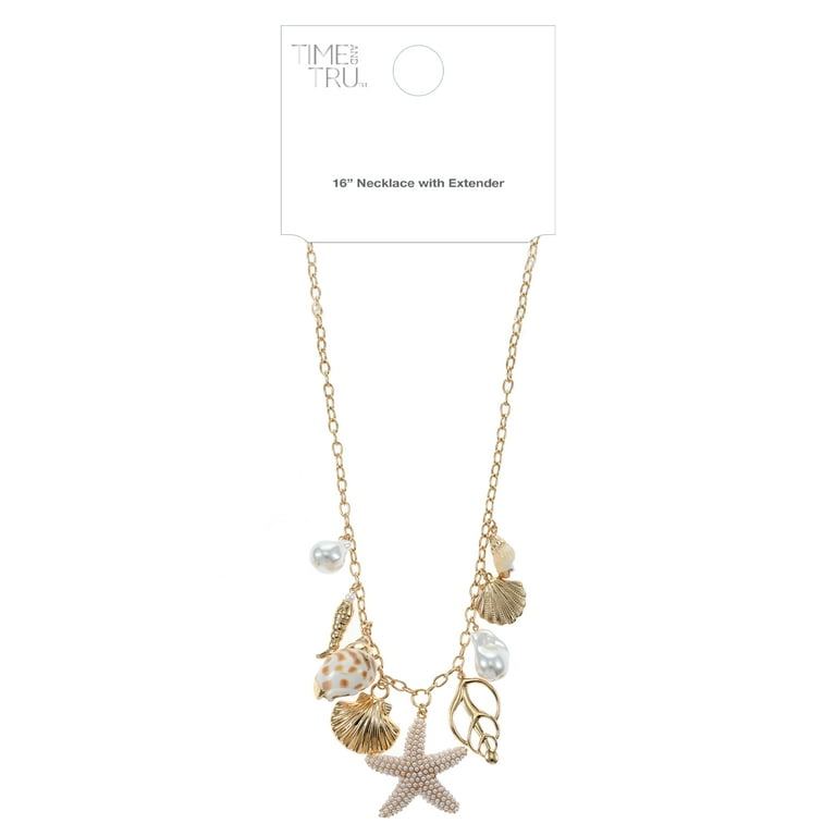 Time and Tru Starfish & Shell Charm Necklace - Walmart.com