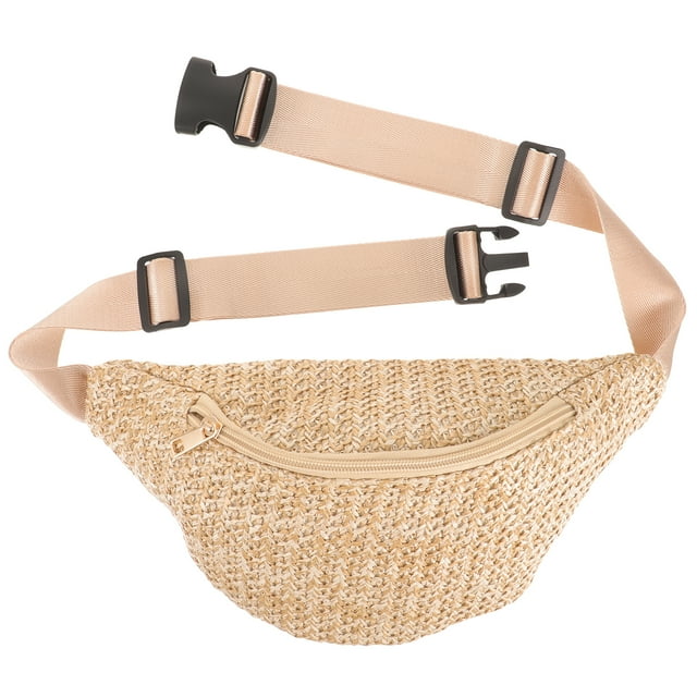 GOOHOCHY Riñonera de verano de tejido de paja sintética, tipo bandolera, ideal para senderismo, correr y trotar.