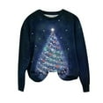 thumbnail image 2 of Christmas Clothing ZhiZhuang·Women Christmas Pullover Sweater,Women Funny Letter Print Long Sleeve Shirt Christmas Trees Sweatshirt Splicing Crew Neck Pullover Tops, 2 of 4