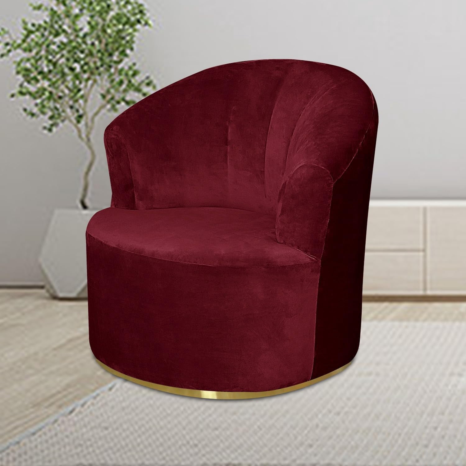LKJYER Velvet Swivel Barrel Chair Cover, Soft Round Club Armchair Slipcover Modern Accent Chair Slipcover Stretch Single Sofa Cover Washable for Living Room Furniture Protector(Large)