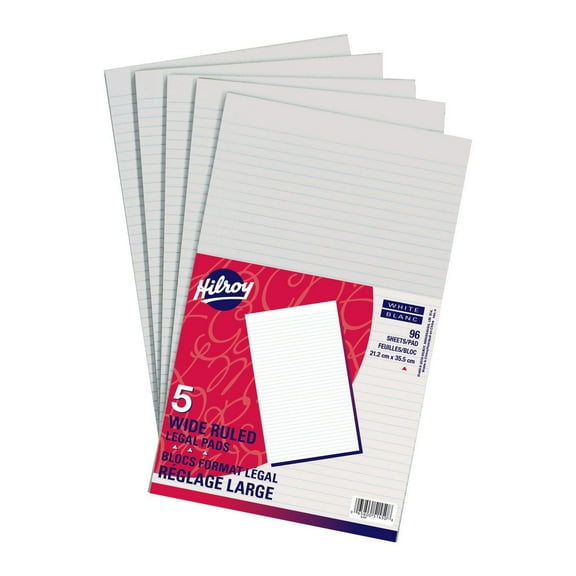Bloc-notes juridique Hilroy - paquet de 5 ligné blanc