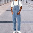 thumbnail image 2 of Migroa Men's Denim Bib Overall Jean Romper Trousers Adjustable Strap Workwear Slim Fit Jumpsuit And Convenient Tool Pockets Blue L, 2 of 8
