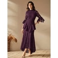 thumbnail image 3 of Purple Dress With High Neck And Ruffle Sleeve, 3 of 28