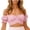 Pink, variant on Off-The-Shoulder Blouses for Women One Shoulder Short Sleeve Tops Back Tie Detail Ruffle Hem Crop Tops Casual Party Vacation Fashion Tees, Pink L
