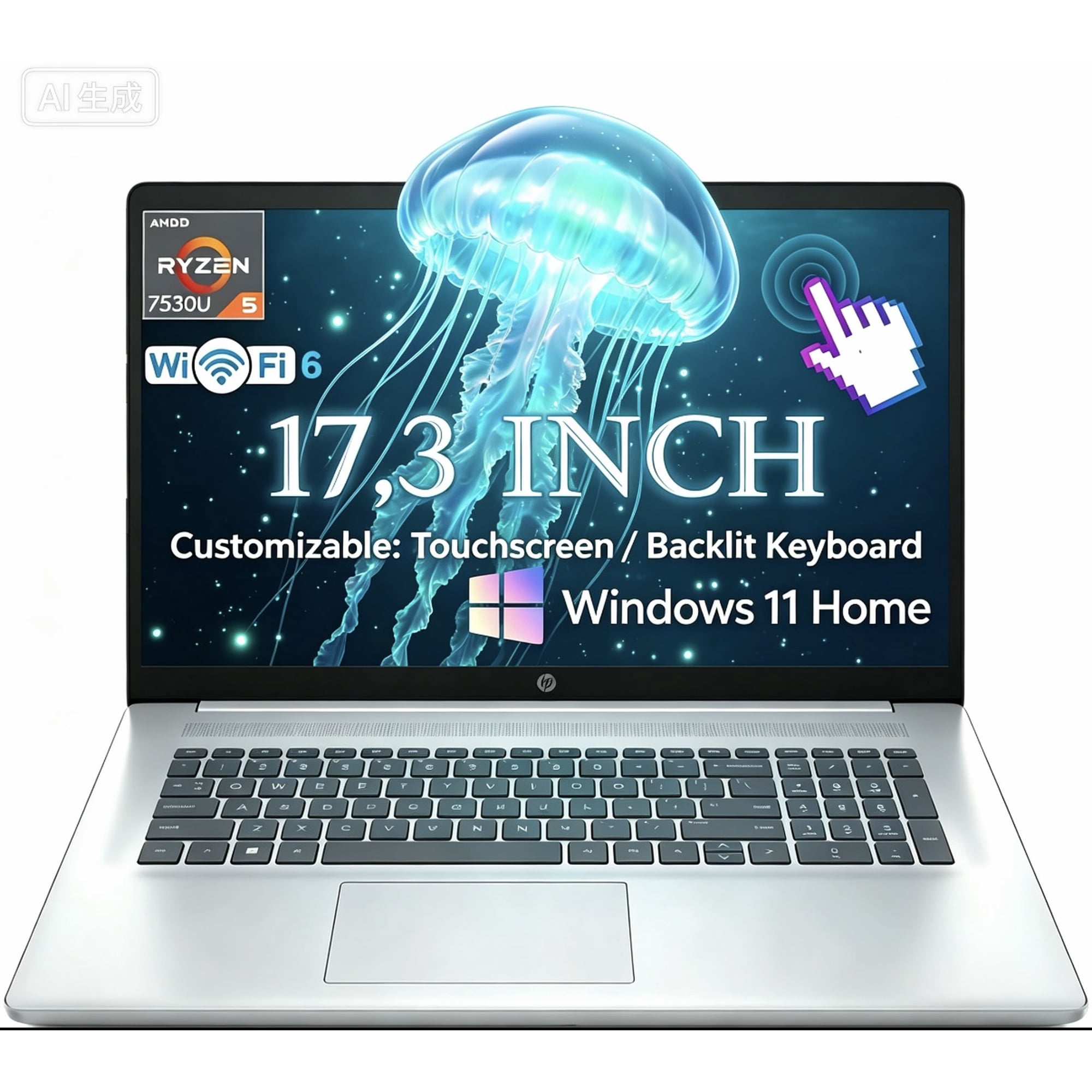 HP Newest 17 Laptop 17.3" HD+ Touchscreen Laptop, AMD Ryzen 5 7530U (Beats i7-1165G7), 16GB RAM, 1TB SSD, Wi-Fi 6,Bluetooth, Webcam, HDMI, Windows 11 Home, Silver