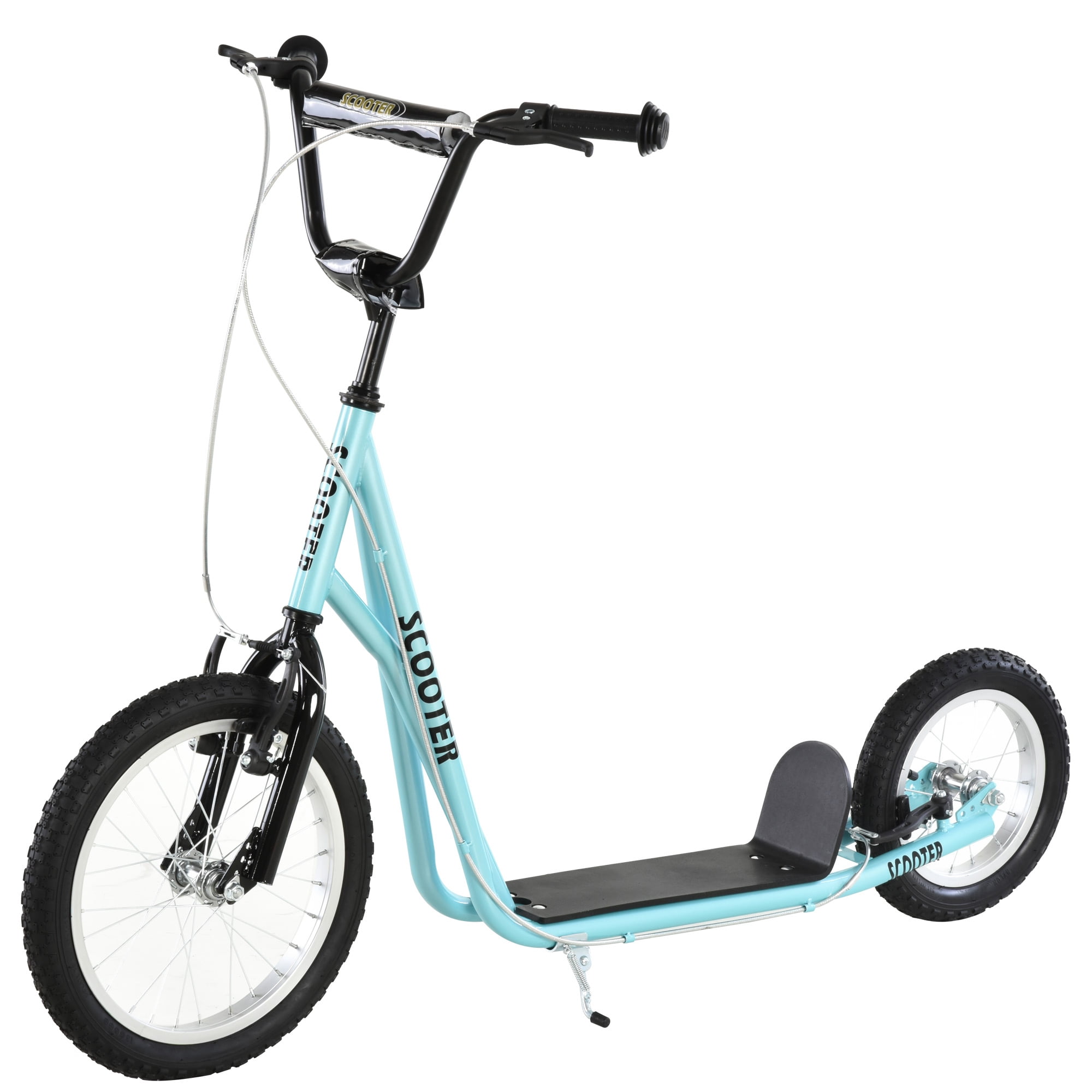 delen Doe een poging Onderscheppen Aosom Youth Scooter, Teens Kick Scooter, Adjustable Handlebar Ride On Toy  For 5+ w/ Front and Rear Dual Brakes Inflatable Wheels, Blue - Walmart.com