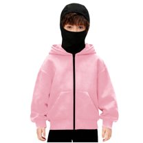 CYRBOKO Kids' Jackets with Face Mask, Sports Hooded Thermal Full Zip Outerwear for Cycling Pink Size 6-7 T