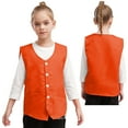thumbnail image 3 of Kvysinly Kids Volunteer Activity Vest Sleeveless Irregular Hem Button Down Waistcoat Party Costume Vest Orange L/12, 3 of 6