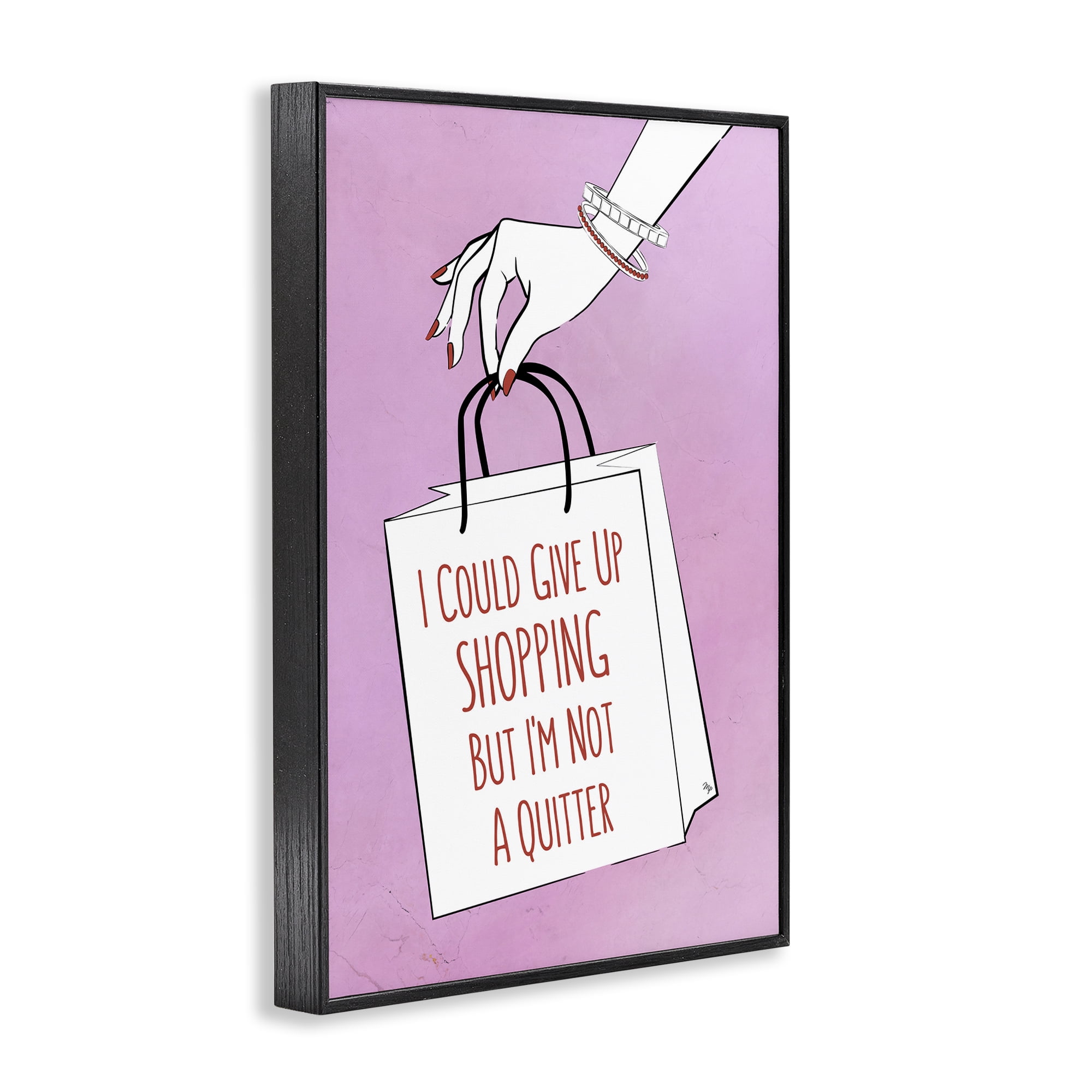 Stupell Industries Not A Quitter Shopping Black Framed Giclee Art, design by Martina Pavlova