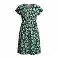 thumbnail image 4 of Livrdious Womens Summer Floral Dresses V-Neck Short Sleeve Midi Dress with Pockets, Pleated A-Line Flowy Sundresses for Women Vacations, 4 of 5