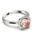 thumbnail image 2 of Dazzling Halo 1.55 Carat Cushion Cut Morganite And Diamond Moissanite Engagement Ring, Wedding Ring in 925 Sterling Silver With Plain 18k White Gold Plating Shank Gift For Her, Anniversary Ring, 2 of 3