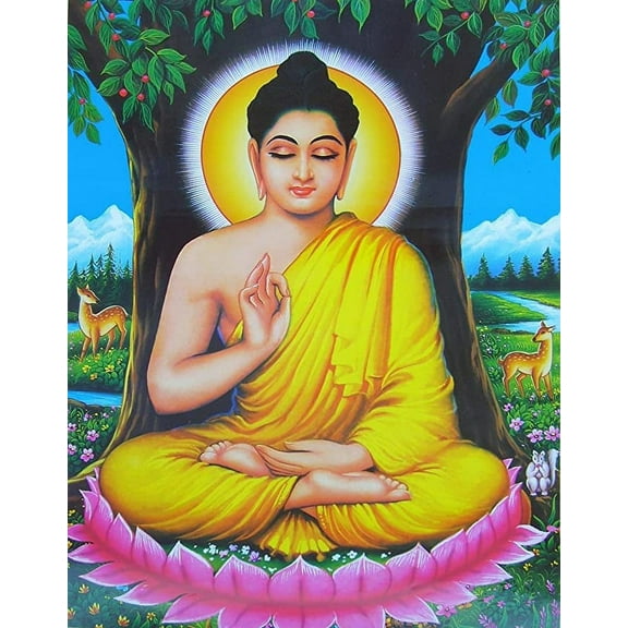 Iconic Arts Laminated 24x30 Poster: Gautama Buddha - Buddha and The 3 Types of Students Meditation AlchemyMeditation Alchemy