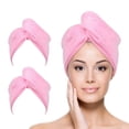 thumbnail image 1 of Toalla de microfibra para el cabello para mujer, turbante de cabello de secado rápido súper absorbente 2 P para secar cabello rizado, largo y grueso, 1 of 2