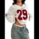 thumbnail image 2 of Suéter Tipo Jersey con Cuello en V y Blusas de Crochet Extragrandes para Mujer, Estilo Y2K Rojo y L, 2 of 10