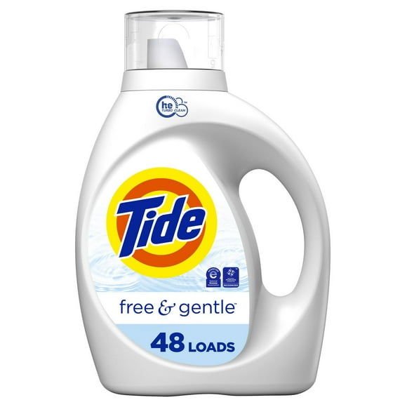 Tide Free & Gentle Liquid Laundry Detergent, Tide Laundry Detergent, Clean Laundry Detergent, 1.86L