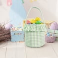 thumbnail image 5 of CoreLiving Easter Basket Gingham Fabric Picnic Basket with Handles for Egg Hunt, Candy Storage, Present Holder, Woven Style Small Basket for Spring Party Decor and Gift Giving, 5 of 6