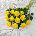 thumbnail image 3 of Artificial Roses Silk Flowers Fake Roses Bouquet Long Stem for Home Wedding Decoration Party (Yellow), 3 of 5