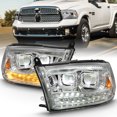 thumbnail image 2 of ANZO 2009-2018 Dodge Ram 1500 Led Projector Plank Style Switchback H.L Halo Chrome Amber (OE Style), 2 of 8