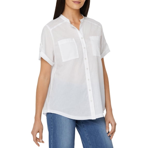 NYDJ Womens Sheer Short Sleeve Blouse