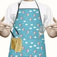 thumbnail image 2 of Blue Cartoon Unicorn Head Star Cloud Apron-Garden Aprons for Women with Pockets-Cotton Linen Waterproof Kitchen Cooking Gardening Aprons Adjustable for Kitchen,Cooking,BBQ and Salon 33x27 Inch, 2 of 7