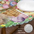 thumbnail image 3 of Happy Easter Round Tablecloth, Fitted Table Cover with Elastic for 55"-60" Round Tables, Spring Easter Eggs Bunny Floral Blue Wood Table Cloth Outdoor Indoor Dinning Party Waterproof Tablecloths, 3 of 7