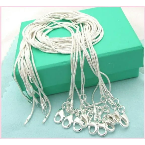 HOOUN 10PCS wholesale 925 sterling solid silver 1MM snake chain necklace XXDC08-24inches
