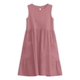 thumbnail image 6 of ClodeEU Women's Linen Blend Crinkle Sleeveless Crewneck Dress with Pockets ,Solid Color Casual Midi Dress Pink,Womens Plus XXL, 6 of 6