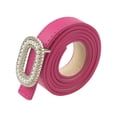 thumbnail image 1 of Cinturón delgado de cuero sintético para mujeres INSPIRE CHIC, cinturón para damas con hebilla de perlas y strass para jeans y pantalones 103x1.8cm/40.6x0.7" Rojo Rosa, 1 of 6