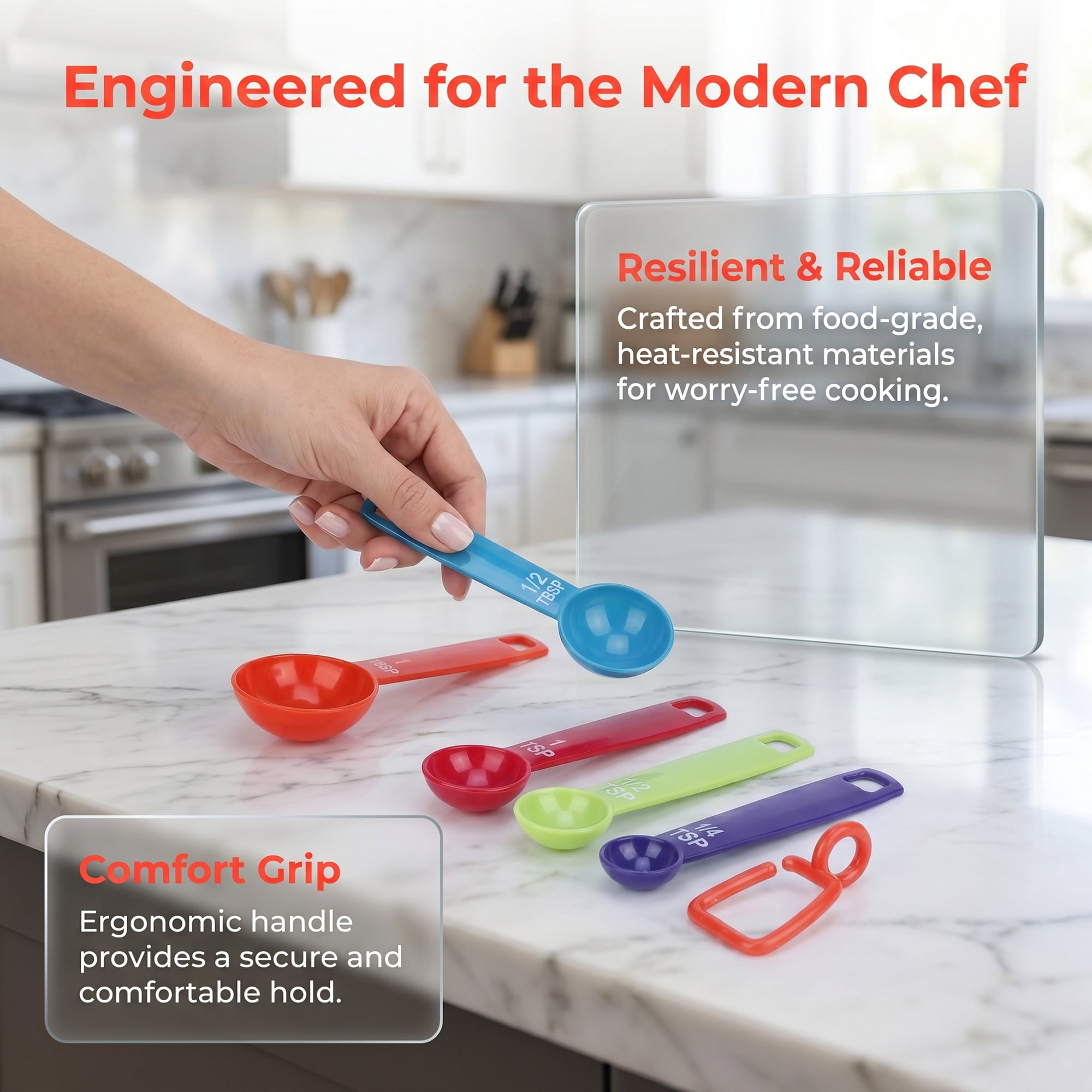 Unique Bargains Durable Plastic Measuring Spoons Set for Cooking Colorful-B 5Pcs