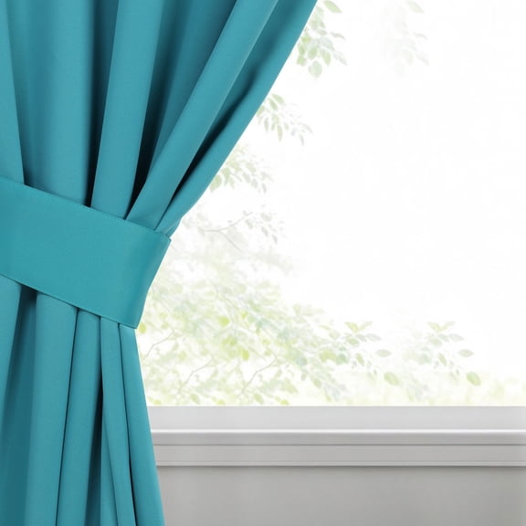 Bkue Nile Mills Modern, Classic Solid Semi Blackout Curtains, Set of 2, 46" x 84'', Aqua