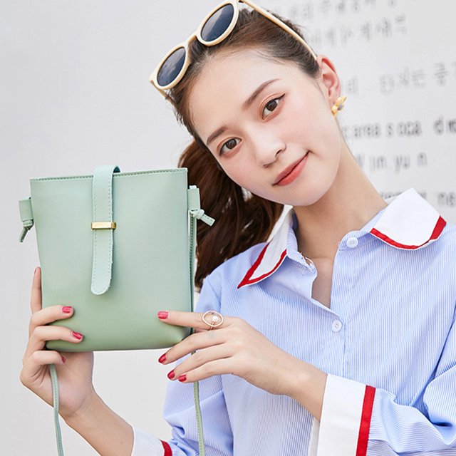 Bolso De Hombro Tipo Cubo Bolso de hombro tipo cubo para mujer, bolso de teléfono sólido, bolsos cruzados a la moda, monedero (verde)