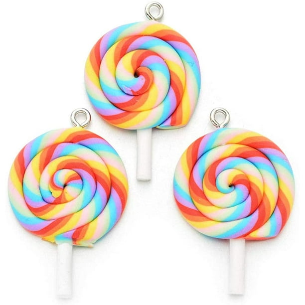 10pcs Cute Lollipop Charms Pendants Simulation Lollipop Food Pendants for  Bracelet Earrings Necklace Jewelry Findings Making 
