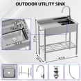 thumbnail image 4 of GloryStar Commercial 47" Stainless Steel Utility Sink, Heavy-Duty Free Standing Single Bowl Station with Hot and Cold Water Pipe for Versatile Use in Kitchen, Laundry Room, Garage, or Restaurant, 4 of 7