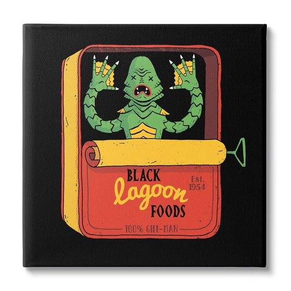 Stupell Industries Black Lagoon Creature Novelty Tuna Can Design Canvas Wall Art, 30 x 30, Design by Michael Buxton