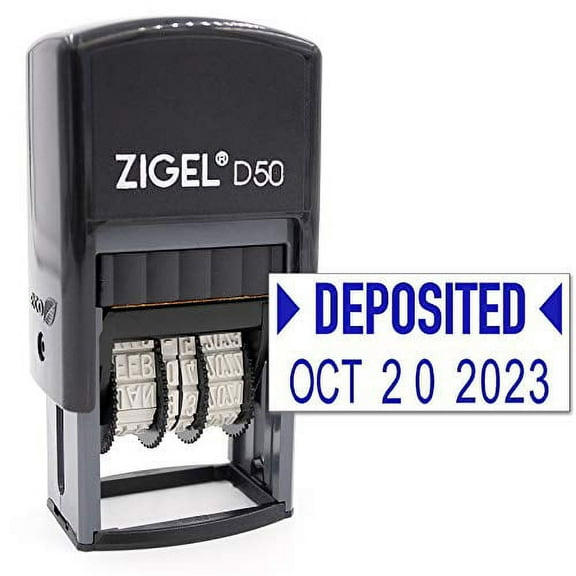 ZIGEL Date Stamp with Completed - Self Inking Date Stamp - Blue