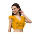 thumbnail image 1 of eloria Women Ruffle Sleeveless&nbsp; Saree Blouse V Neck Summer Casual Sari Top Color : Yellow 2, SIZE : 40, 1 of 5