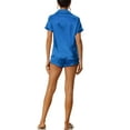 thumbnail image 3 of INSPIRE CHIC Women's Satin Pajama Set Button Short Sleeve Shirt with Shorts 2 Pcs Loungwear Sleepwear S Blue, 3 of 6